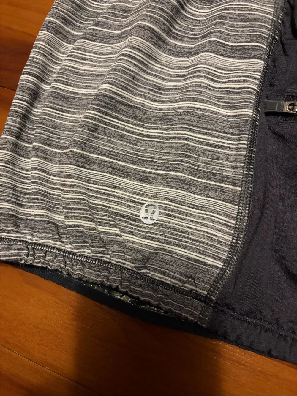 Lululemon Gray Striped Tank Top with Built-In Shelf Bra Sz 12